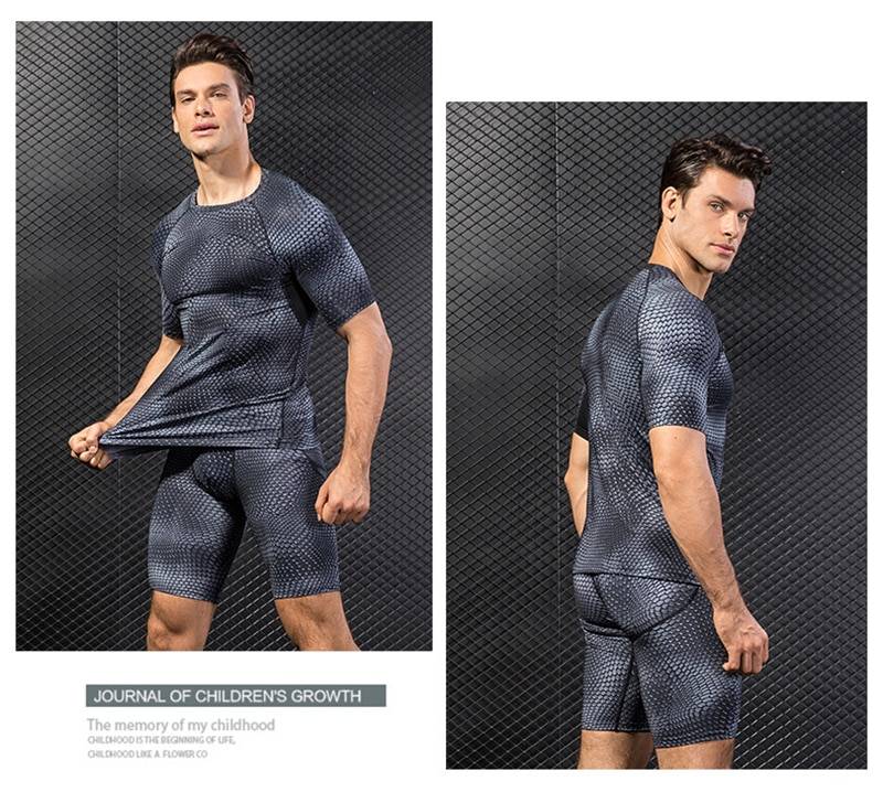 Men's Web Print Compression T-Shirt/Leggings