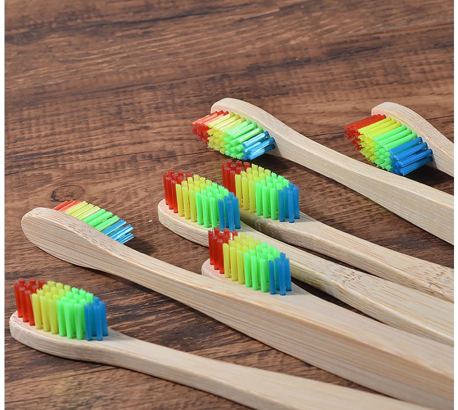 Colorful Bristle Bamboo Toothbrushes 10 Pcs Set Colorful Bristle Bamboo Toothbrushes 10 Pcs Set